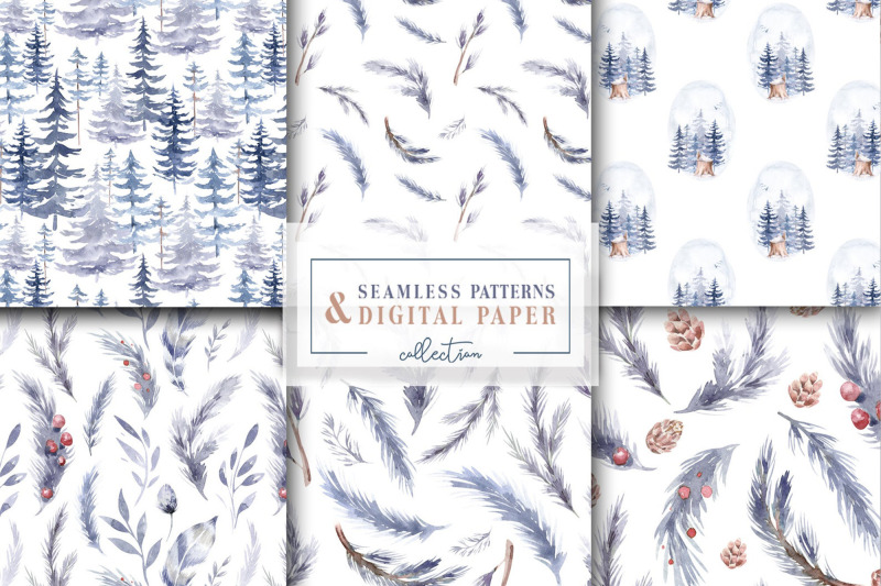 watercolor-winter-pine-forest-seamless-pattern-digital-paper