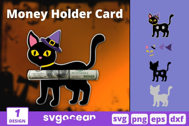 black-cat-money-holder-card-svg