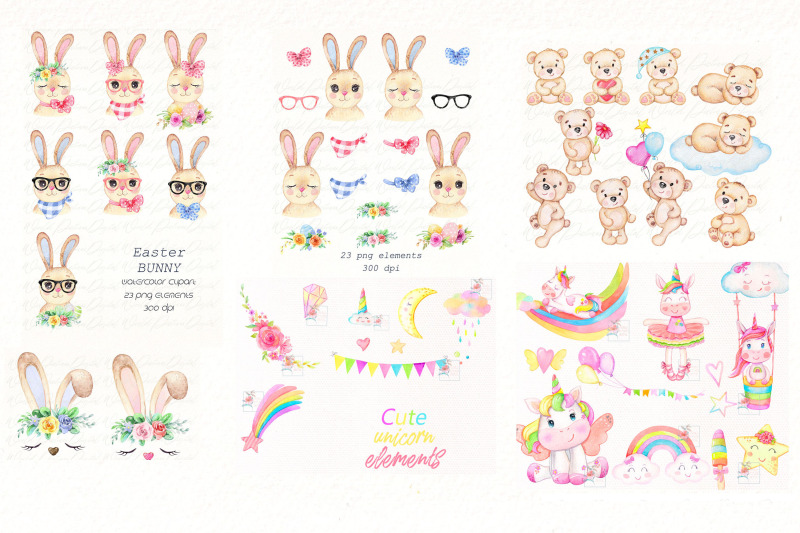 watercolor-cute-animals-clipart-bundle-tropical-animal-png