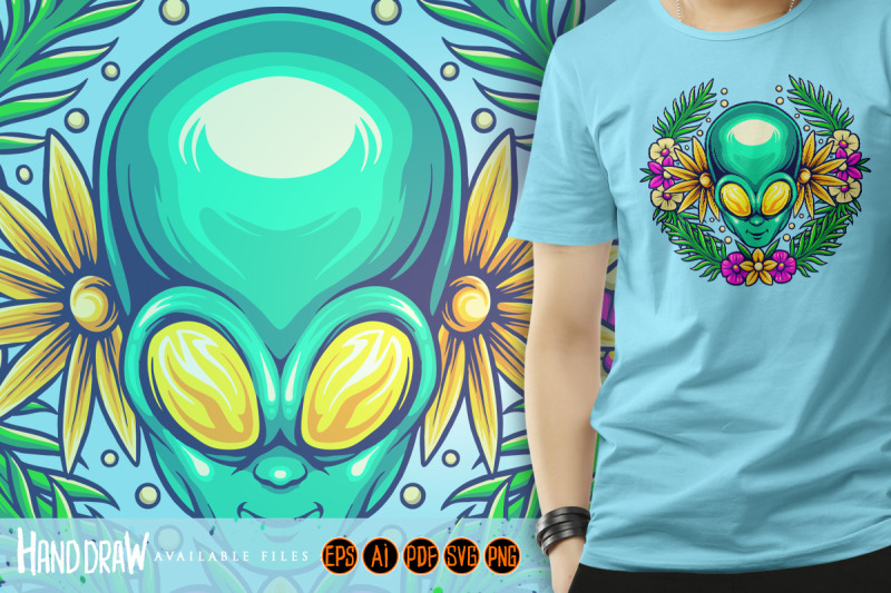 botanical-summer-floral-alien-head-illustrations