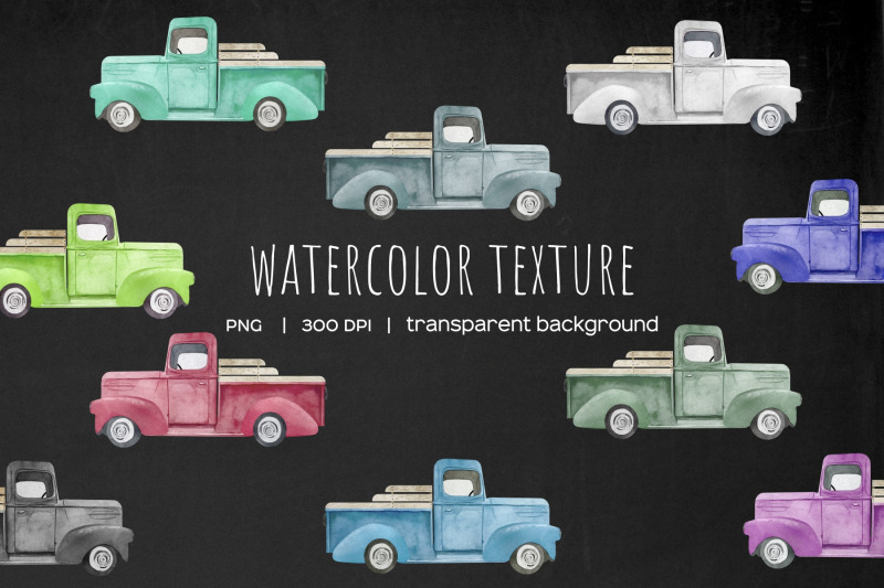 watercolor-vintage-truck-retro-pickup-trucks-clipart