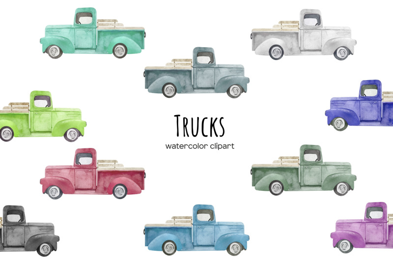 watercolor-vintage-truck-retro-pickup-trucks-clipart