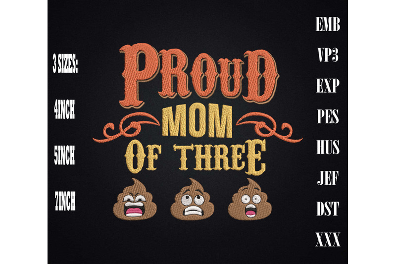 proud-mom-of-three-cute-poops-embroidery-gift-for-mother