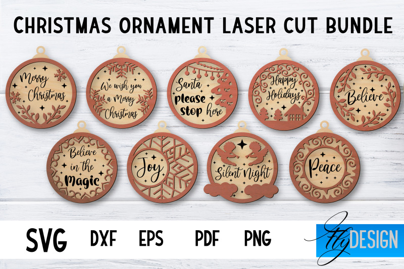 Christmas Ornament Laser Cut Bundle | Laser Cut SVG By Fly Design ...