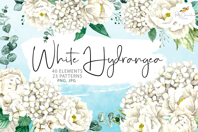 watercolor-hydrangea-bouquets-white-watercolor-flowers