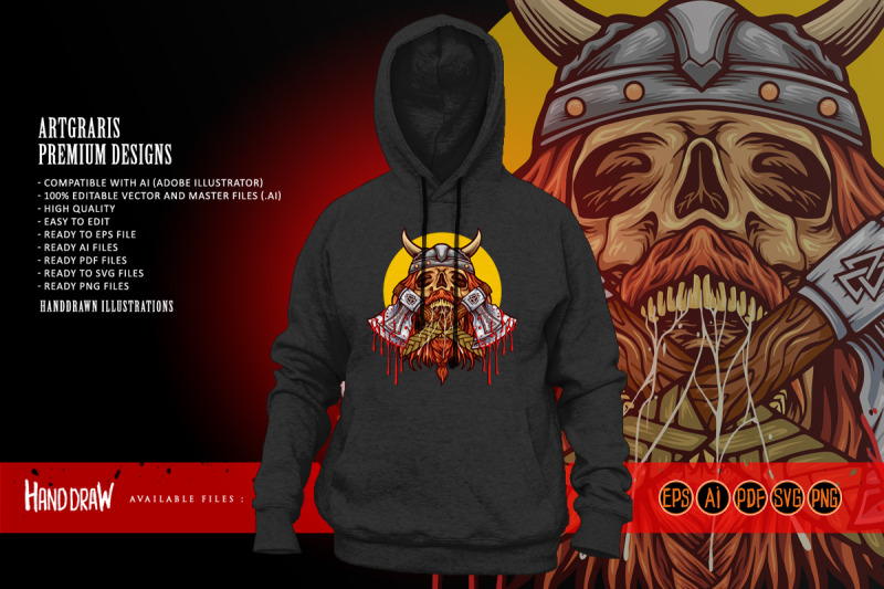 scary-viking-skull-axe-with-helmet-illustrations