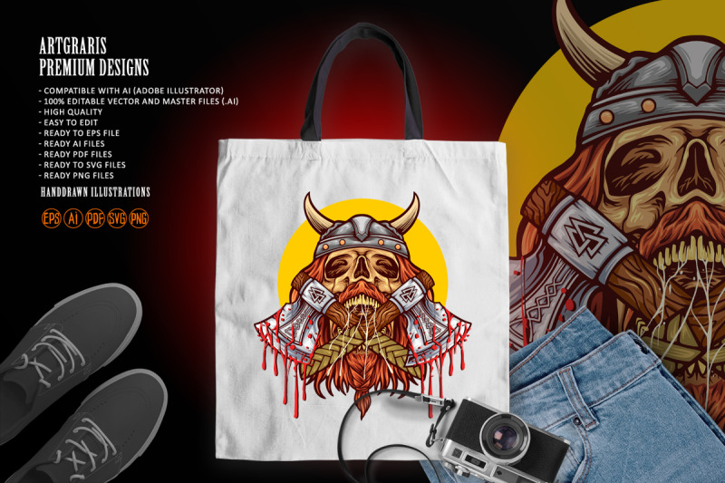 scary-viking-skull-axe-with-helmet-illustrations