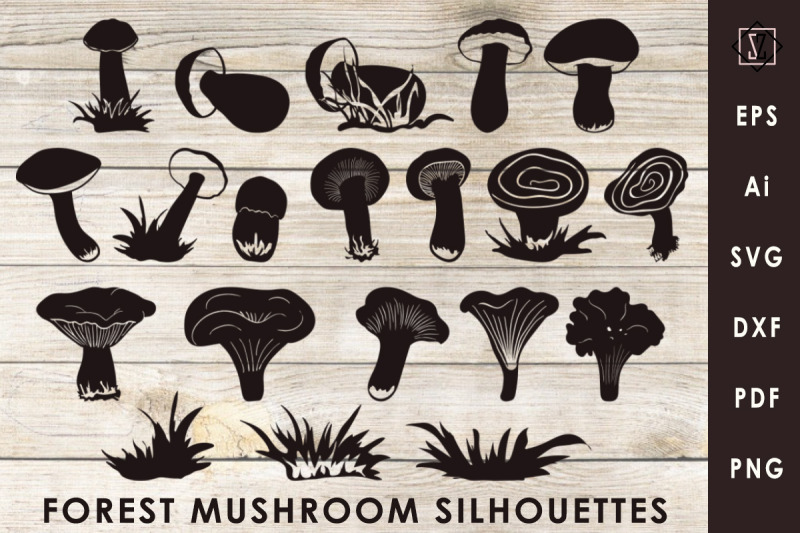 bundle-wild-mushroom-silhouettes-svg