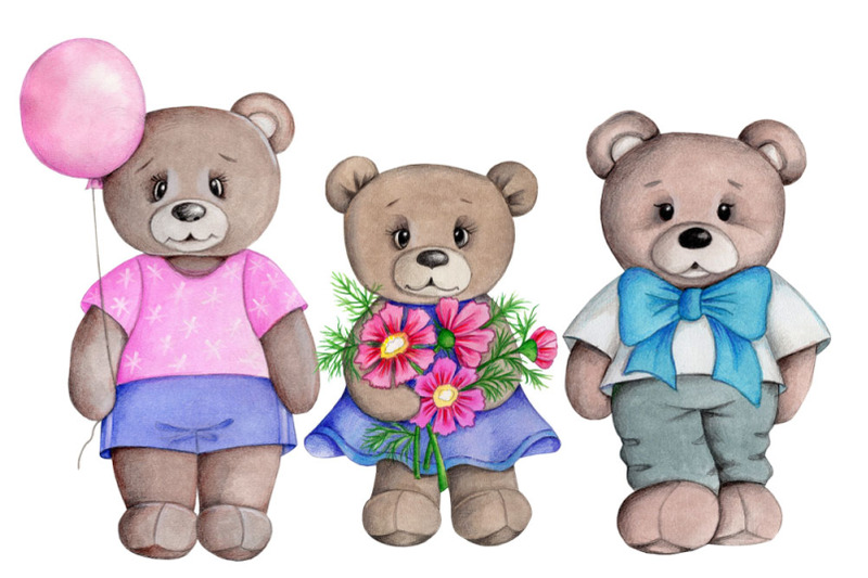 three-cute-teddy-bears-hand-drawn