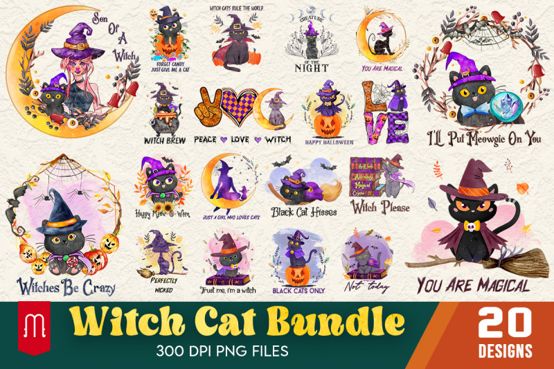 best-witch-cat-png-t-shirt-design-bundle
