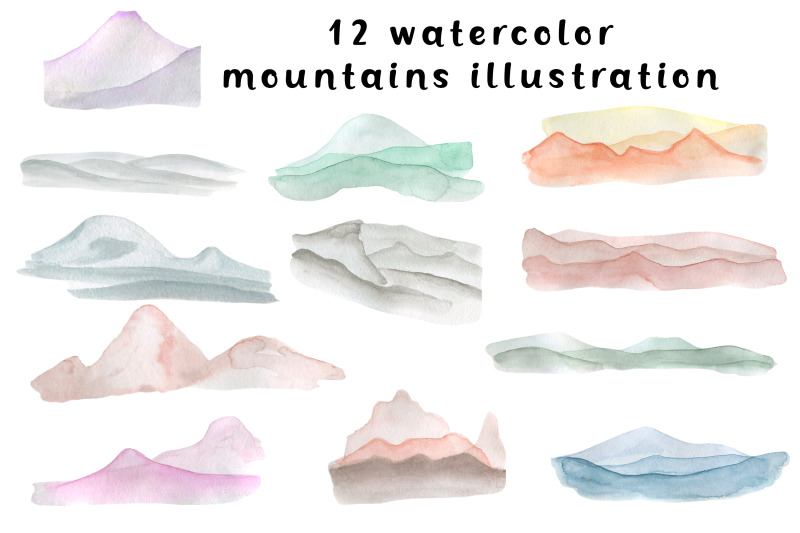 watercolor-japanese-clipart-mountains-illustrations