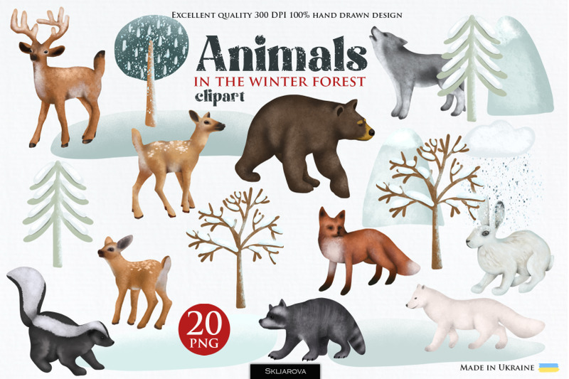 animals-in-the-winter-forest-clipart