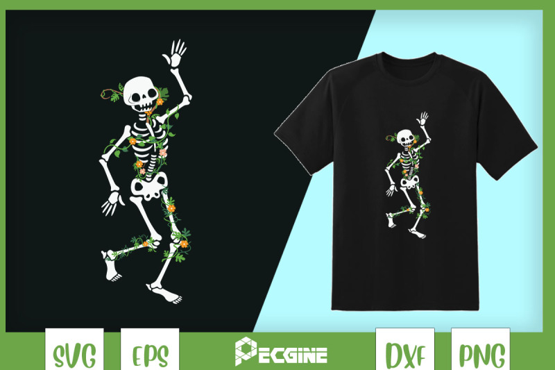 skeleton-floral-flower-skull-dancing