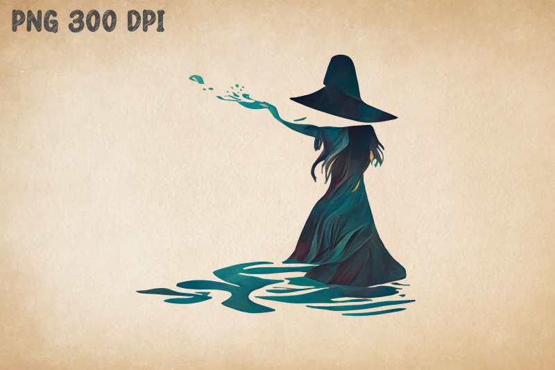 witch-turning-into-water-halloween