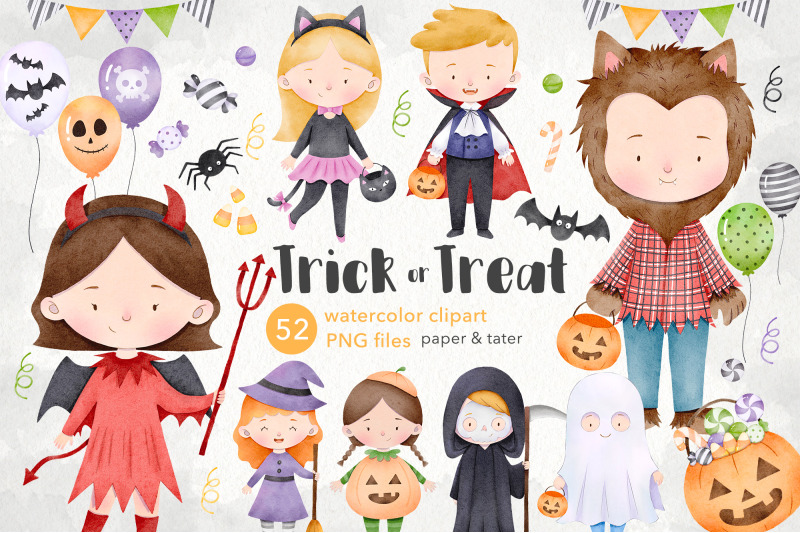 watercolor-trick-or-treat-halloween-costume-kids-clipart-png