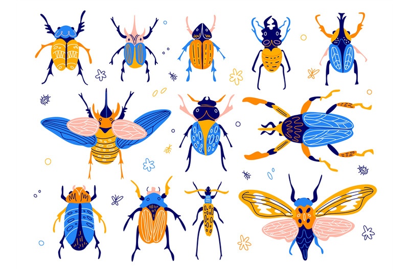 trendy-insects-funny-colorful-bugs-abstract-geometry-patterns-bright