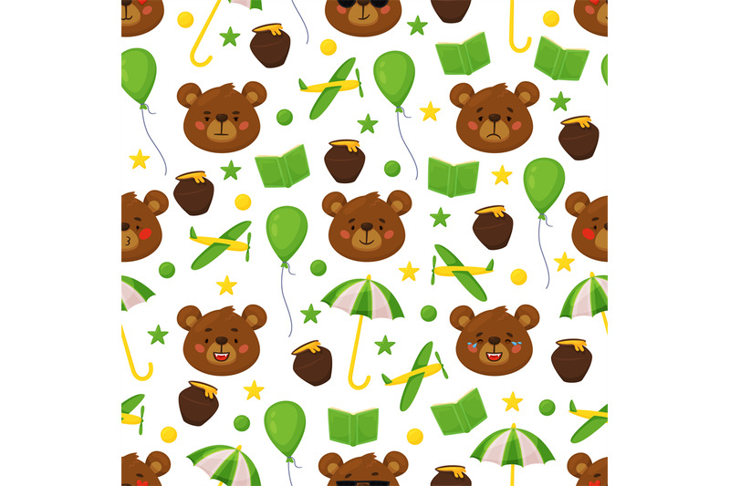 cartoon-bear-seamless-pattern-funny-animals-heads-brown-grizzly-char