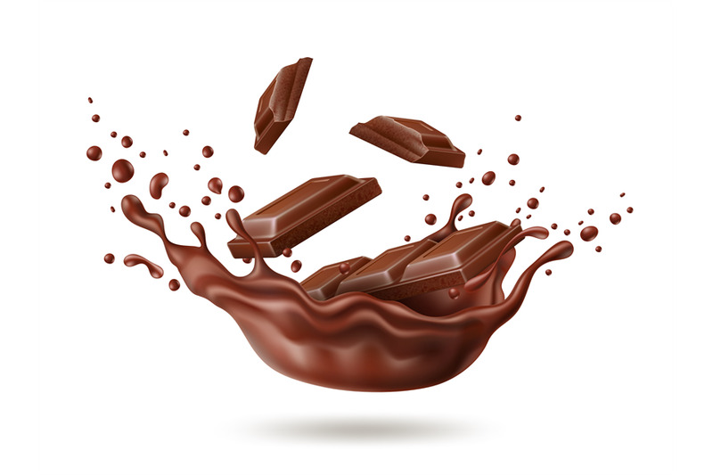 realistic-chocolate-splash-dark-cocoa-liquid-with-bars-pieces-desser