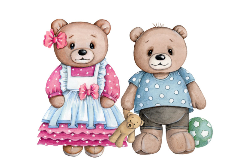 teddy-bears-boy-and-girl-hand-drawn-illustrations