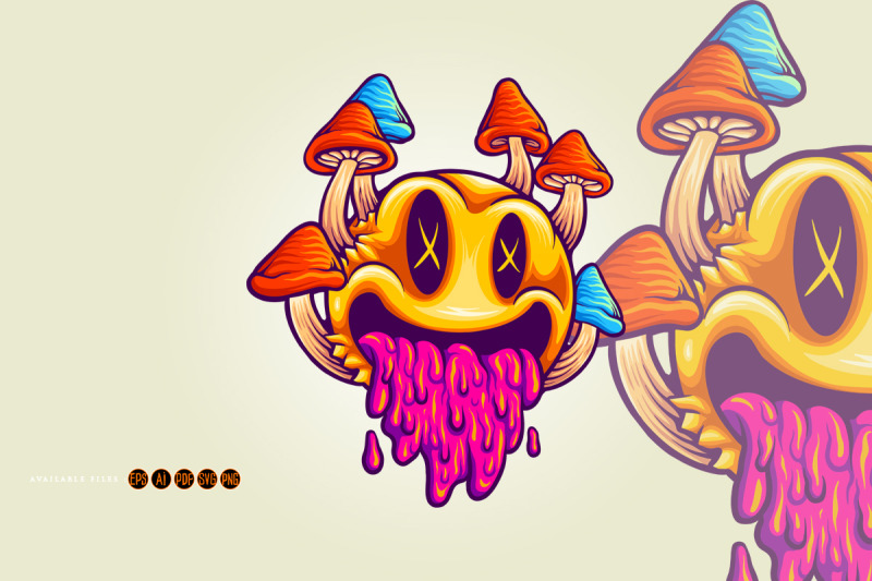 funny-psychedelic-mushrooms-emoticons-colorful-illustrations