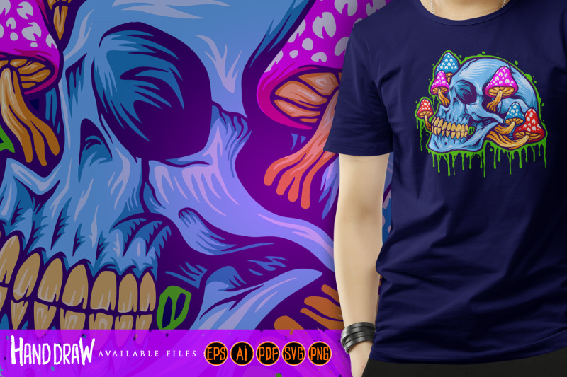 ice-skull-head-psychedelic-mushrooms-illustrations