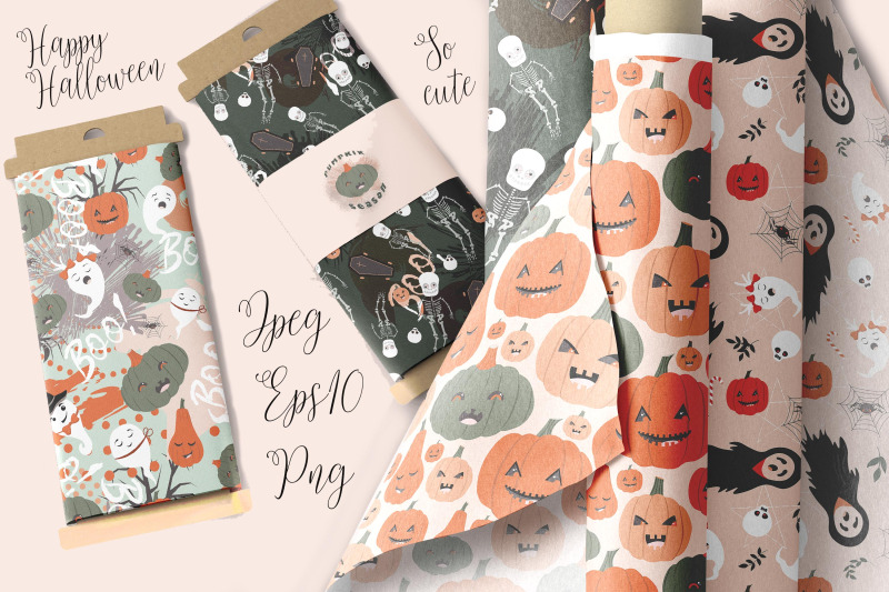 pumpkin-ghost-print-halloween-pattern