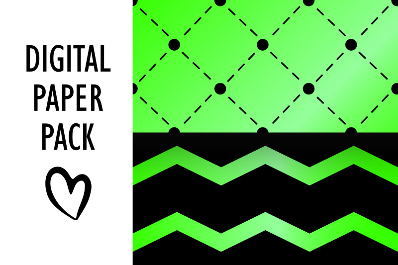 neon-green-foil-patterns-set-vintage-digital-papers-pack