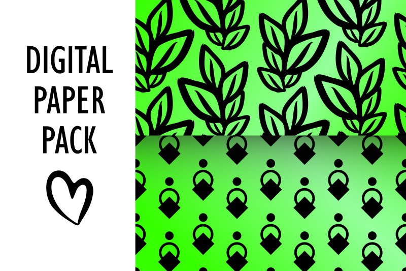 neon-green-foil-patterns-set-vintage-digital-papers-pack