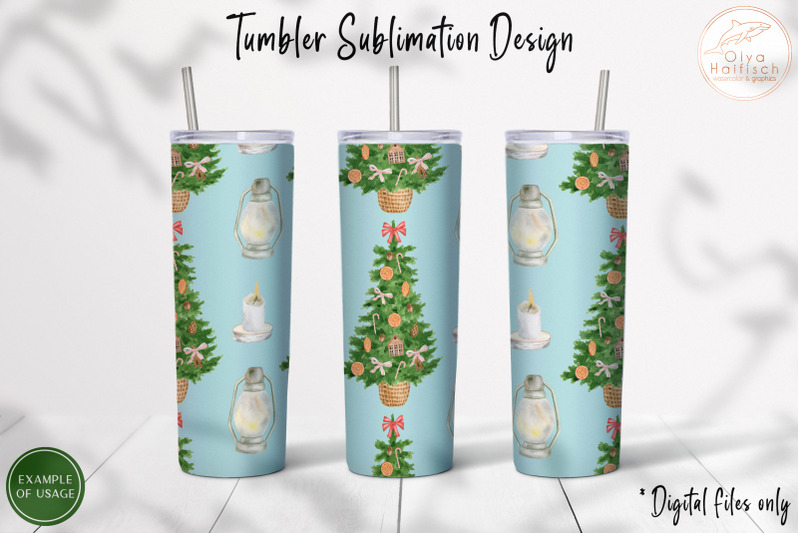 watercolor-christmas-tree-tumbler-sublimation-winter-tumbler-wrap-png