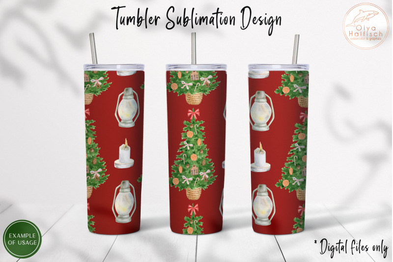 watercolor-christmas-tree-tumbler-sublimation-winter-tumbler-wrap-png