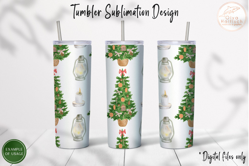 watercolor-christmas-tree-tumbler-sublimation-winter-tumbler-wrap-png