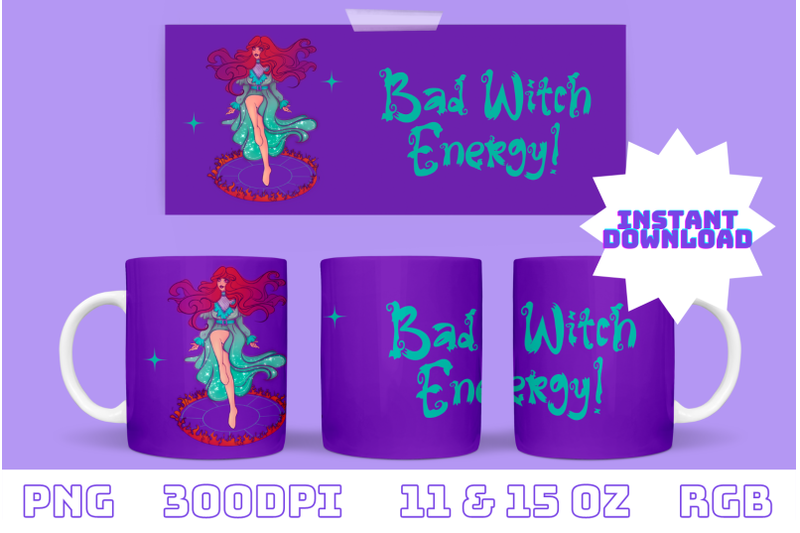 halloween-witch-sublimation-mug-design-bad-witch-energy
