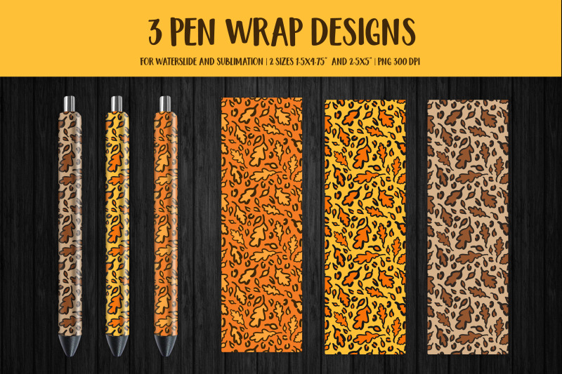 fall-leopard-pen-wrap-oak-leaves-pen-sublimation-or-waterslide