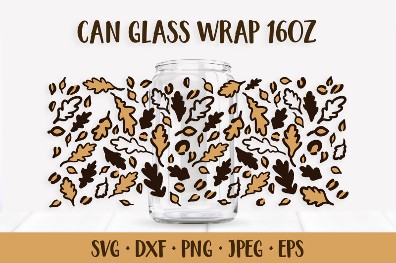 fall-leopard-glass-can-wrap-svg-oak-leaves-can-glass