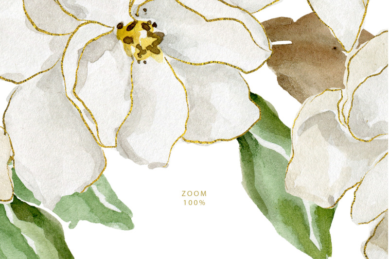 watercolor-amp-gold-magnolia-flowers