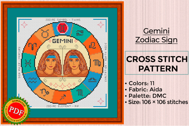 gemini-cross-stitch-pattern-gemini-zodiac-sign