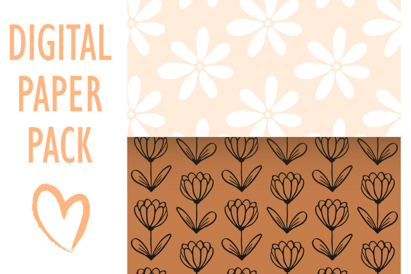 floral-outline-seamless-patterns-digital-boho-papers-pack