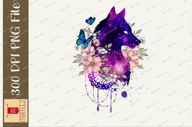 galaxy-floral-wolf-love-nature