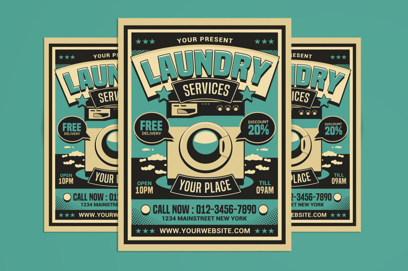 retro-laundry-service-flyer
