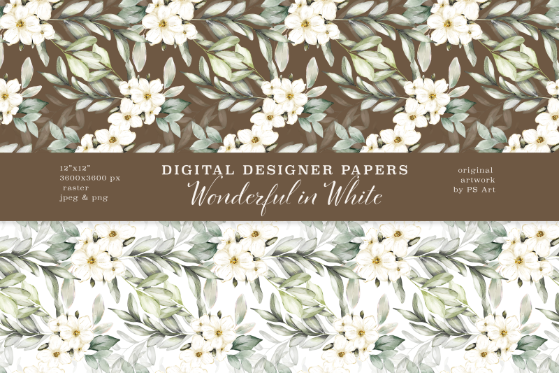 watercolor-white-flowers-seamless-pattern-set