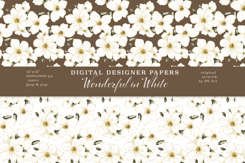 watercolor-white-flowers-seamless-pattern-set