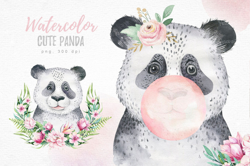 watercolor-baby-nursery-tropical-panda-animals-digital-clipart
