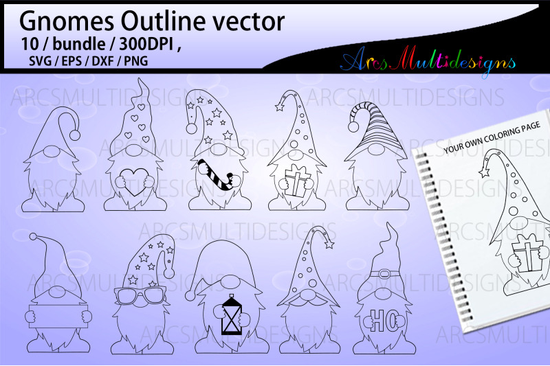 gnomes-outline-svg-bundle
