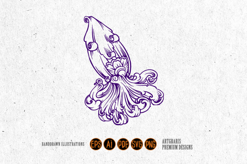 luxury-octopus-ornament-silhouette-svg