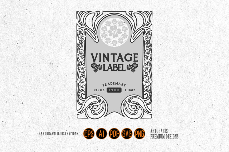 luxury-vintage-label-floral-ornament-monochrome-svg