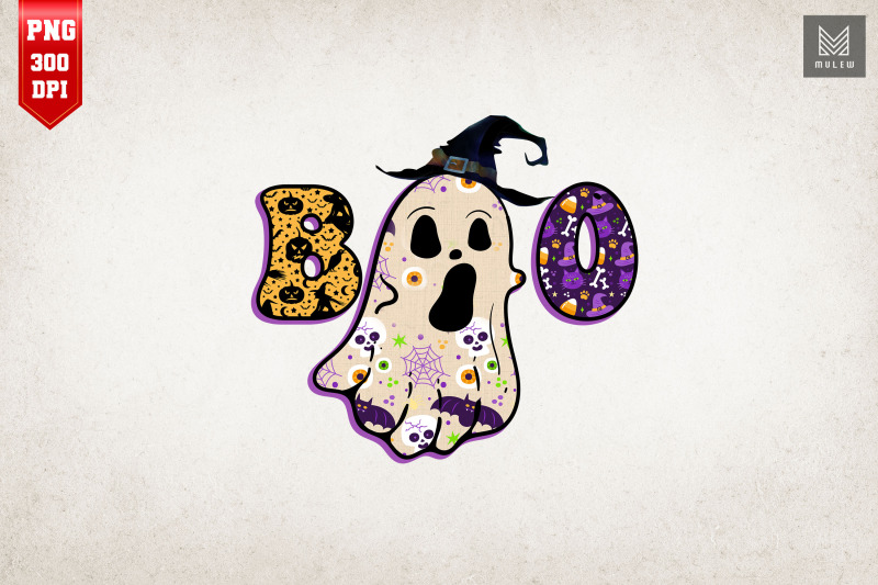 boo-halloween-ghost-with-witch-039-s-hat