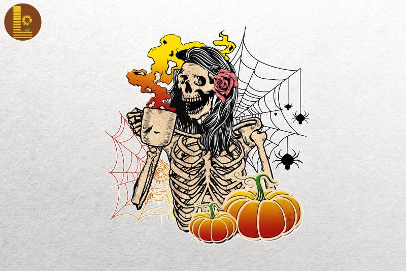 skeleton-drinking-coffee-halloween