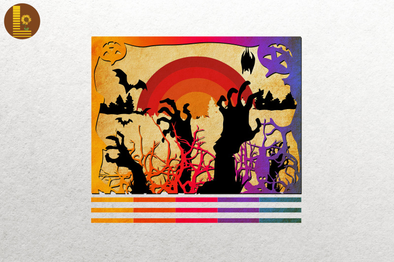 vintage-retro-sunset-halloween-zombie