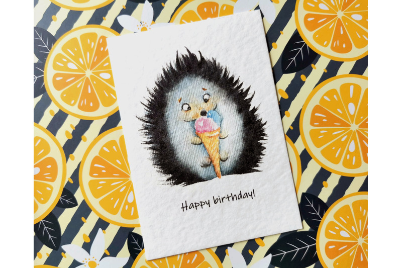 happy-birthday-card-template-with-cute-hedgehog-painting