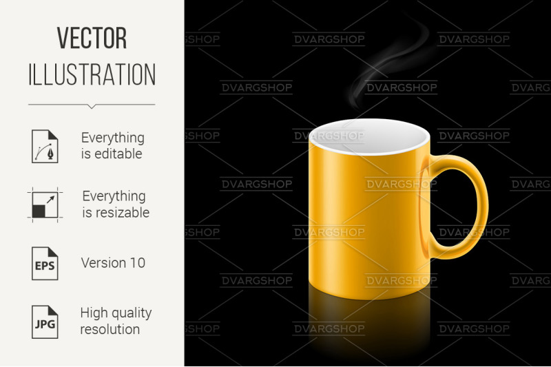 yellow-mug-on-black-background